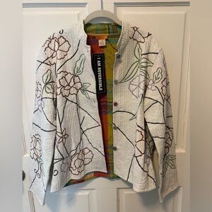 NWT Anu reversible quilted floral embroidered tapestry jacket coat m medium new